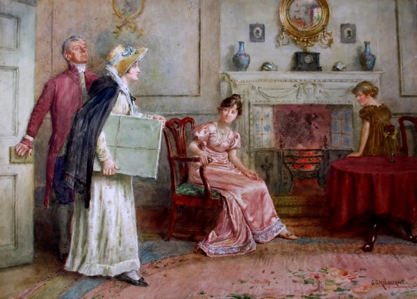 Delivering a package by George Goodwin Kilburne